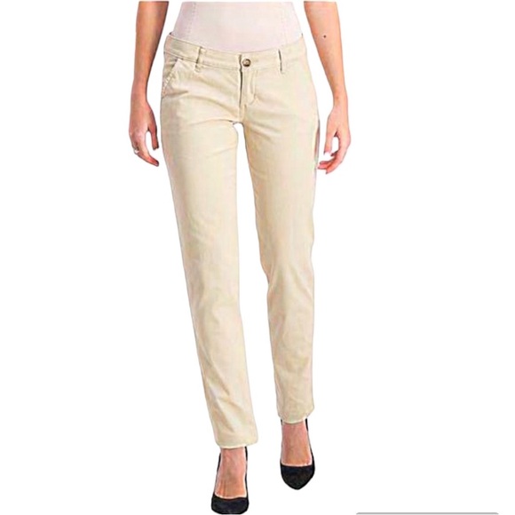 Hollister khaki pants womens size 1R W25 L31 chino fly front school uniform - Picture 1 of 7